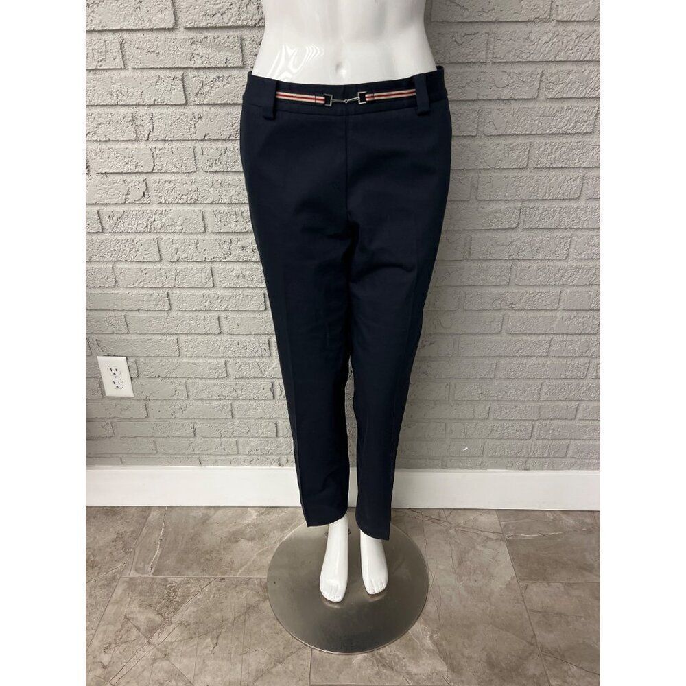 Brooks Brothers Country Club Tapped Leg Preppy Women's Navy Twill Pant Size 10